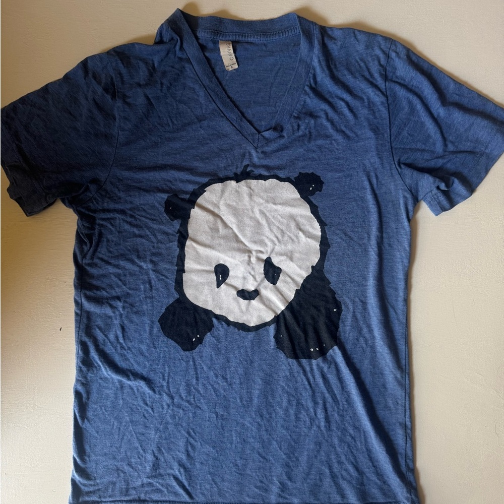 Steppie "BABY PANDA" V-neck (Light Blue Heather) Size Small